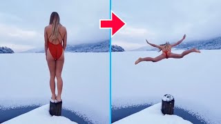 【氷水ダイブ】見るだけで寒くなる！「真冬のアイススイミング」で整う海外ネキ達まとめ | Ice Swimming Compilation