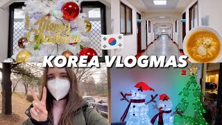 Vlogmas in Korea 2: Christmas-themed day at the uni campus, finally going to in-person classes 🎄✨🎅🏻