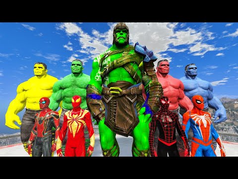 SPIDERMAN VS TEAM HULK, RED HULK, BLUE HULK, YELLOW HULK, DEADPOOL - EPIC SUPERHEROES BATTLE