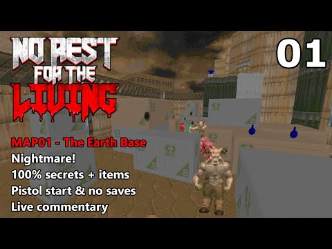 Doom II: No Rest for the Living - MAP01 (The Earth Base) - Nightmare! 100% Secrets + Items