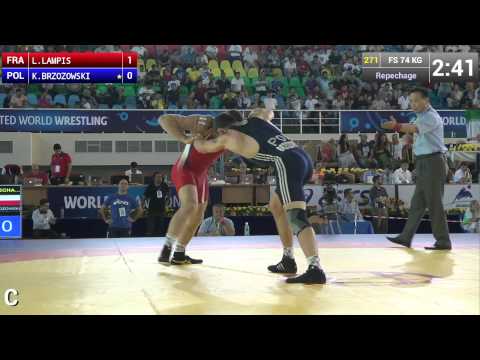Repechage   Freestyle Wrestling 74 kg   K BRZOZOWSKI POL vs L LAMPIS FRA   Tashkent 2014
