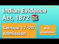 Admission Section 17, 18, 19, 20 of Indian Evidence Act, 1872 | LLB PCSJ AIBE APO ADPO
