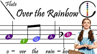 Over the Rainbow - Flute Beginner Sheet Music with Easy Notes & Letters