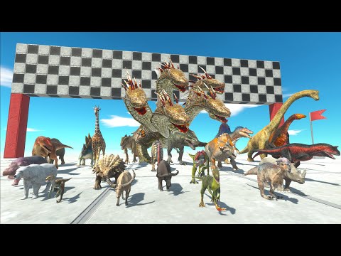 SPEED RUN RACE ANIMAL VS DINOSAUR DEFEAT HYDRA TO RESCUE PIG - Animal Revolt Battle Simulator