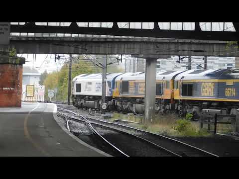 66780, 66704 & 66714 passes Darlington - 0N01 Doncaster Down Decoy to Millerhill S.S. 26/10/19