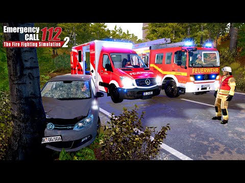 Emergency Call 112 - German Volunteer Fire Brigade Responds to a Car Accident!