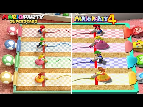 Mario Party Superstars vs Mario Party 4 - All Minigames Comparison (Switch vs Gamecube)