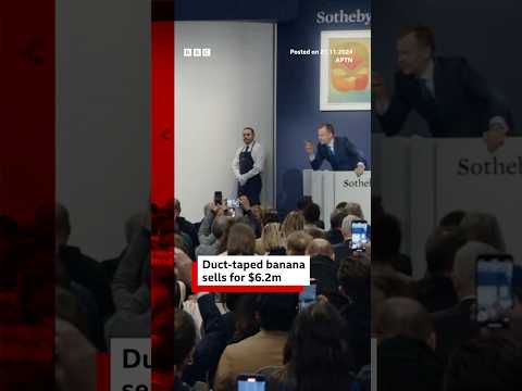 Video | Duct-taped banana artwork sells for $6.2m in NYC. #Art #NYC #BBCNews