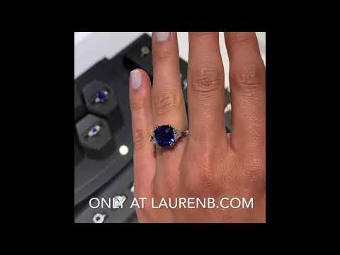 5 ct Cushion Cut Sapphire Three-Stone Ring