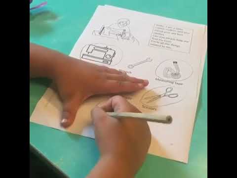 Worksheet Community Helper - Our little bright spark doing the community helpers sheet !!