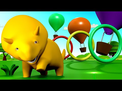 Lerne Farben und Formen - Dino macht eine Ballonfahrt - Dino dem Dinosaurier 👶 Lehrreiche Cartoon