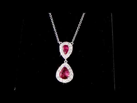 18K WHITE GOLD 1.76CT TDW RUBY & DIAMOND PENDANT NECKLACE. Ref. 116 1260
