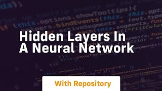 hidden layers in a neural network