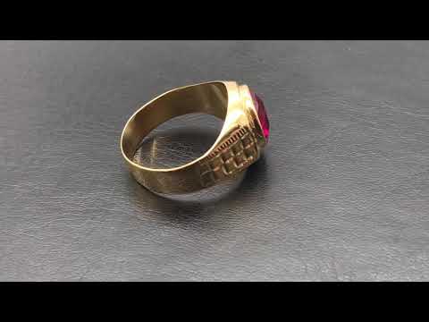 Anillo de Oro de 18k con Piedra Roja