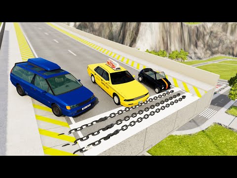 Giant Chain Crashes High Speed Car Jump (Crash Test) - BeamNG.drive Cars Cross Over Giant Chains #2