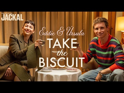 Thumbnail of the video: Eddie Redmayne Teaches Úrsula Corberó the Art of Eating a Jaffa Cake | The Day of the Jackal