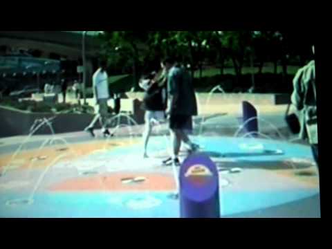 Playing in the fountain in Epcot: Future World East April 1998