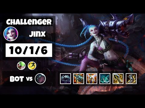 Jinx vs Senna KOREAN Challenger BOT (10/1/6) - v11.11