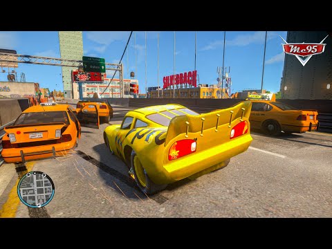 Crazy Rayo Lightning McQueen Pro Yellow Car Crashes Ep.28 - GTA 4