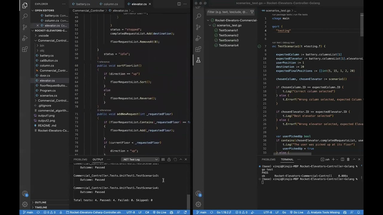 Elevator Control system (Golang/Csharp)