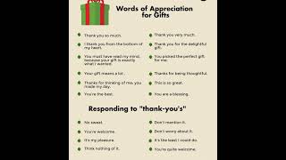 Words of Appreciation for Gifts&amp;Ways of Responding to thank you!