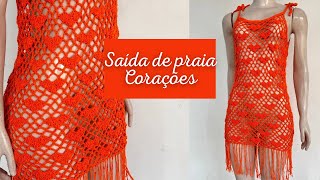 Saída de praia CORAÇÕES em crochê | Bya Ferreira