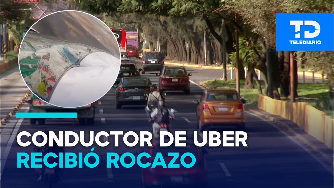 Rocazo desde un puente provoca daños de 14 mil pesos a taxista por aplicación en CDMX