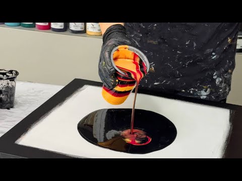 wow gorgeous ! burgundy red +gold~hot color palette🔥Swipe Technique ~ Pouring acrylic