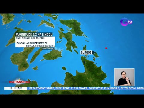 Surigao del Norte niyanig ng magnitude 5.2 na lindol BT