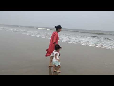 Jahnavi walking on sea beach #Mandarmani sea beach.