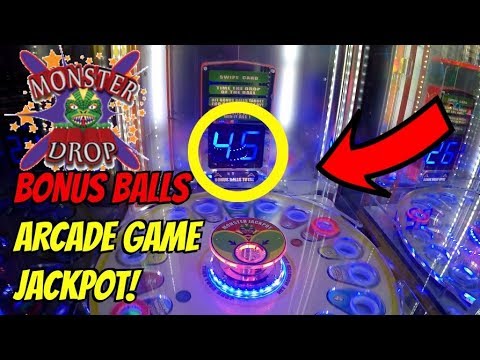 MONSTER DROP JACKPOT ARCADE GAME 45 BONUS BALLS MEGA JACKPOT?! WINNING THE 45+ BALLS FUN GAMES WIN!