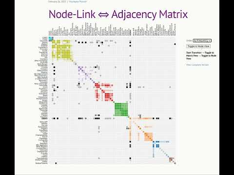 Animated Transition in D3: Force-directed graph and Co-occurrence matrix.