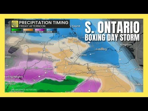 Messy Winter Storm Tracks into Southern Ontario on Boxing Day | #forecast