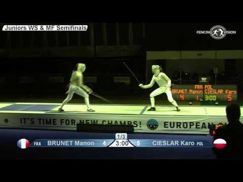 FE W S Individual Juniors NoviSad ZC 2016 Semifinal 02 podium Brunet FRA vs Cieslar POL