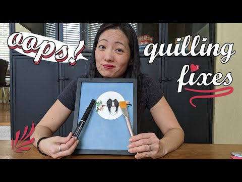 QUILLING FIXES:  Fixing My Love Birds - Outline Gaps and Shiny Glue on Black Paper