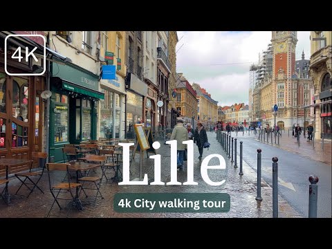 Lille City Centre Walking Tour: Palais des Beaux Arts to Grande Place -4K/60fps