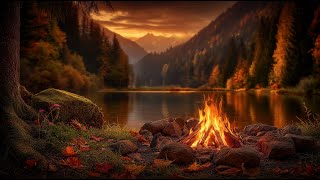 Peaceful Campfire Ambience 🔥 Crackling Fire Sounds by a Calm Lake