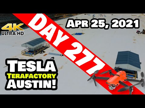Tesla Gigafactory Austin 4K  Day 277 - 4/25/21 - Tesla Terafactory TX - BUSY SUNDAY AT GIGA TEXAS!