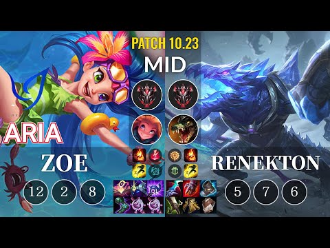 CGA Aria Zoe vs Renekton Mid - KR Patch 10.23