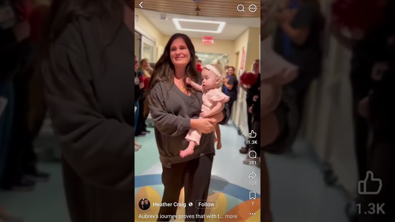Video preview image: Aubrey being discharged from the hospital