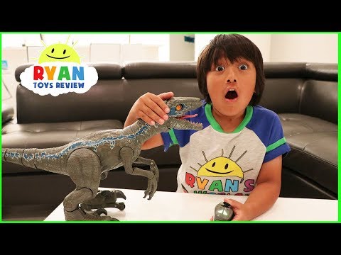 Pet Dinosaur Jurassic World Alpha Training Blue visits Ryan!!!!