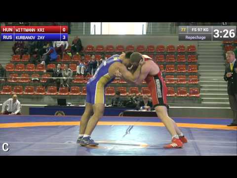 Repechage FS - 97 kg: Zaynulla KURBANOV (RUS) df. Kristof WITTMANN (HUN) by TF, 12-0