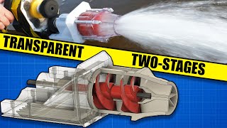 3D Printed WATER JET With TWO IMPELLERS - Visible Cavitation (TRANSPARENT)