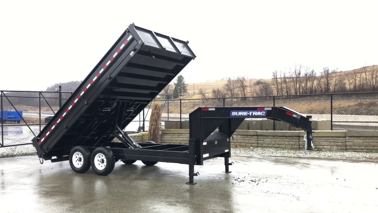 Sure Trac 8x16' Gooseneck Deckover Dump Trailer 14000# GVW * ST9616HLODOD-GN-160