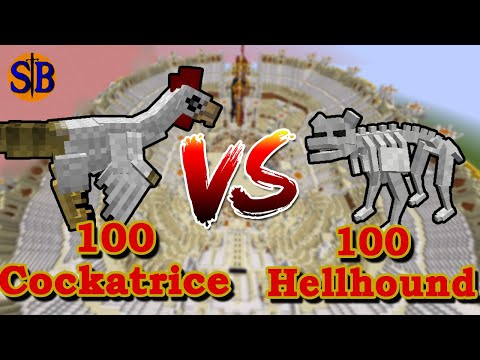 100 Cockatrice vs 100 Hellhound | Minecraft Mobs Battle | Ice and Fire VS Pandoras Creature