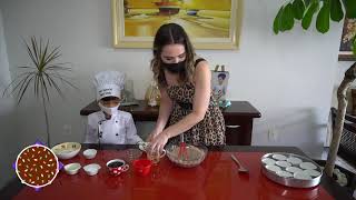 Mini chef ensina a fazer um cupcake de chocolate vegano