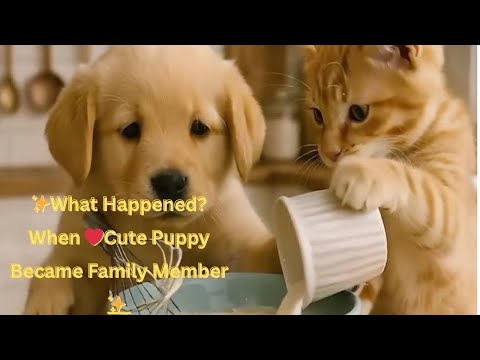 ✨What Happened🐾 When❤️Cute Puppy Became💫Family Member✨#new #cat #catfunny#funny#cutepuppy#puppycat