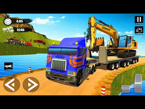 Mega Construction Vehicles Transport Simulator - Blue Long Trailer Truck Driver - Android Gameplay#2