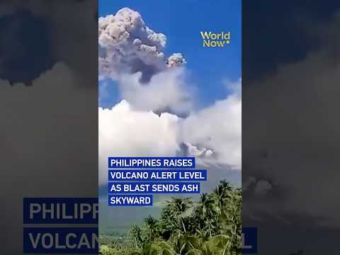 Philippines raises volcano alert level as blast sends ash skyward #worldnow