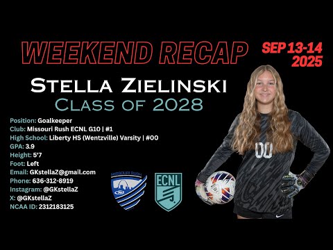 W/E GK Highlights Sep 13-14 2025 Missouri Rush ECNL G10